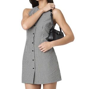 French Connection Black Gingham Mini Dress